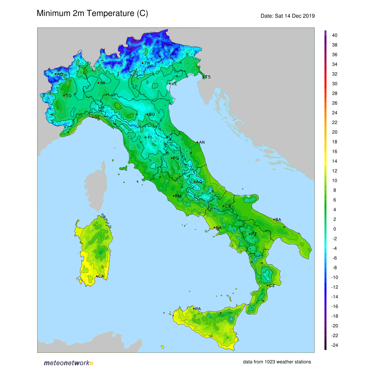 freddo oggi temperature