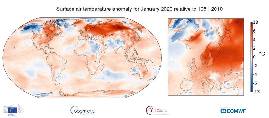 europa caldo gennaio