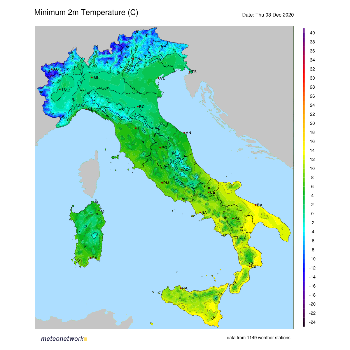 freddo al nord caldo al sud