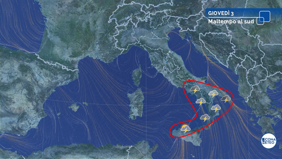 meteo maltempo giovedì 3 dicembre