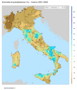 siccità pioggia italia inverno 2022