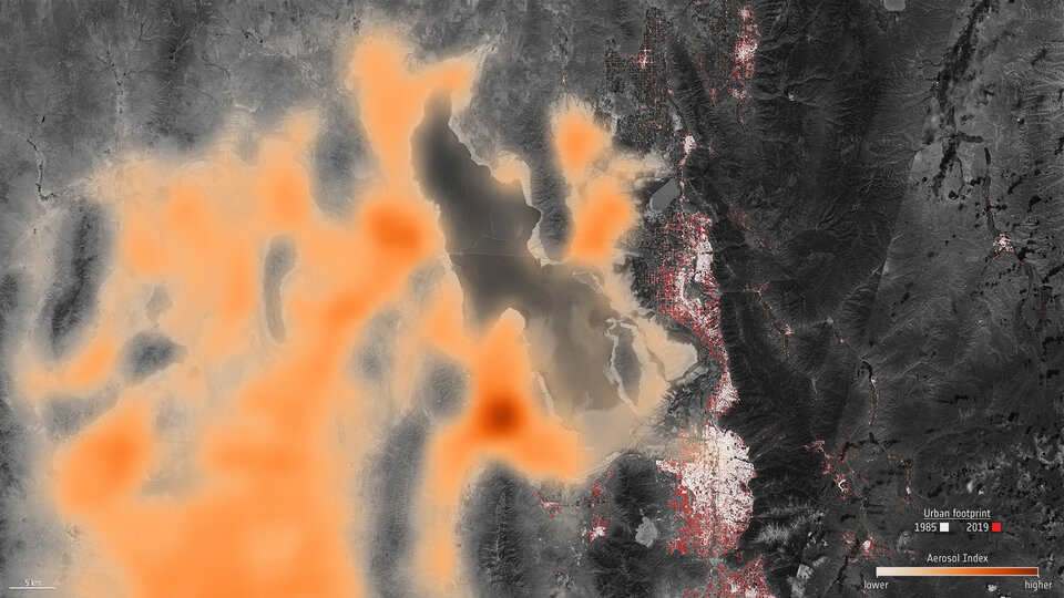 La quantità di aerosol attorno al Great Salt Lake