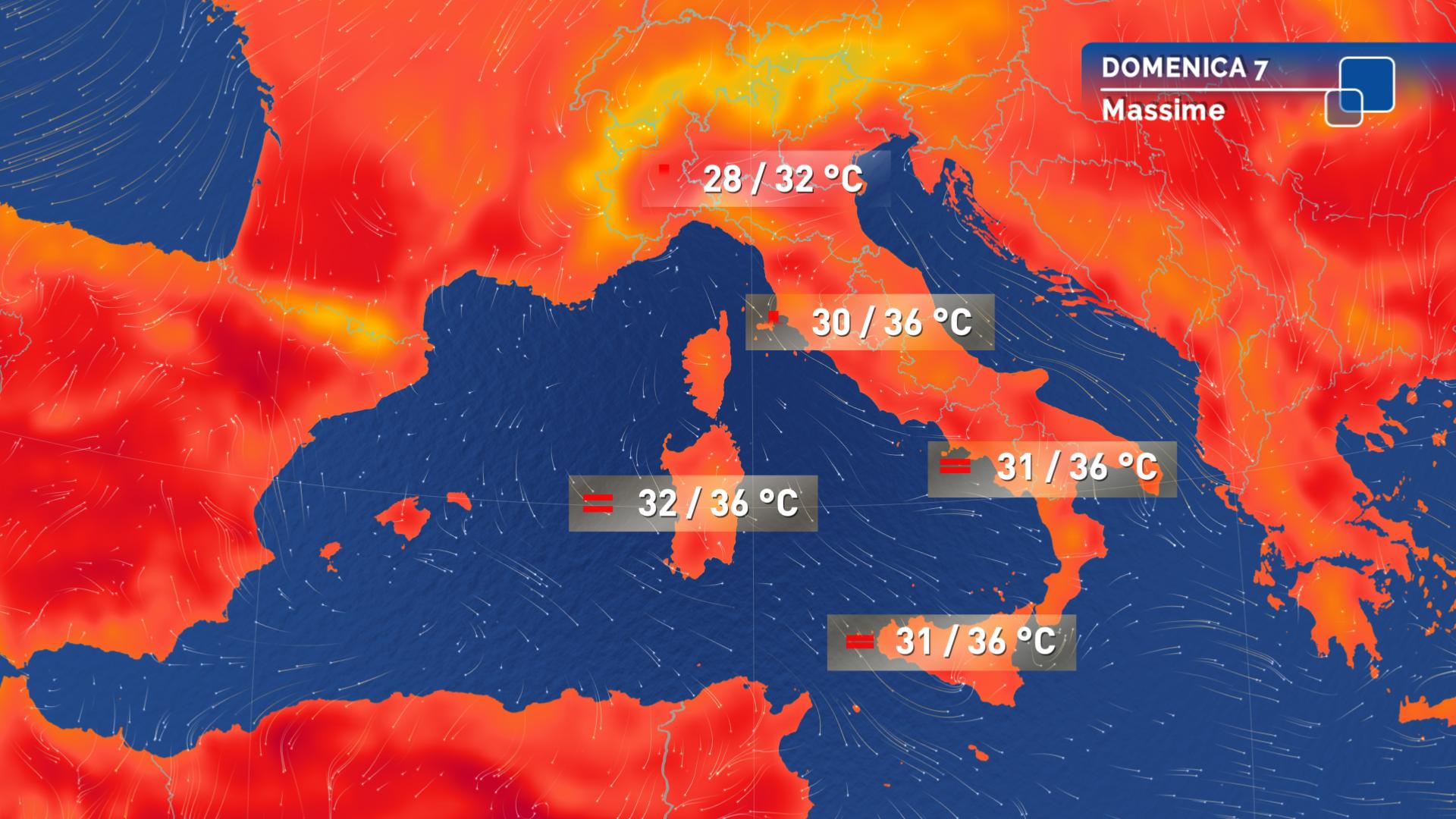 meteo domenica 7 agosto