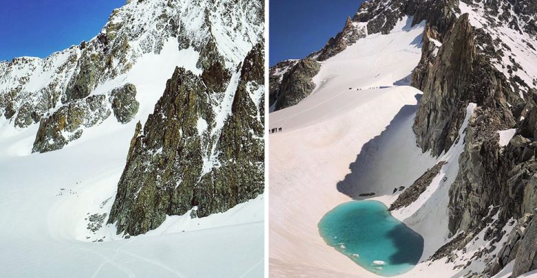 lago monte bianco ghiacciaio
