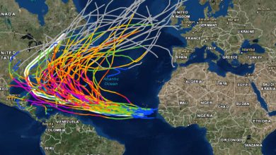 La traiettoria degli uragani atlantici di categoria 4 e 5 tra il 1851 e il 2016. Fonte NOAA