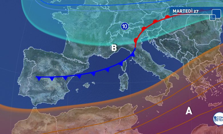 piogge/caldo martedì