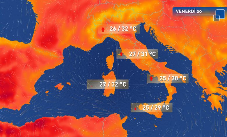 meteo caldo weekend