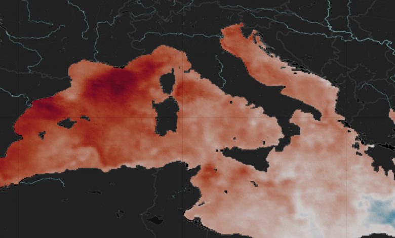 mediterraneo caldo piogge